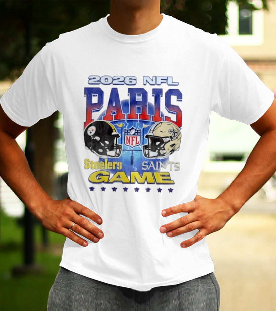 2026 NFL Paris Matchup Steelers Vs Saints Game T-Shirt