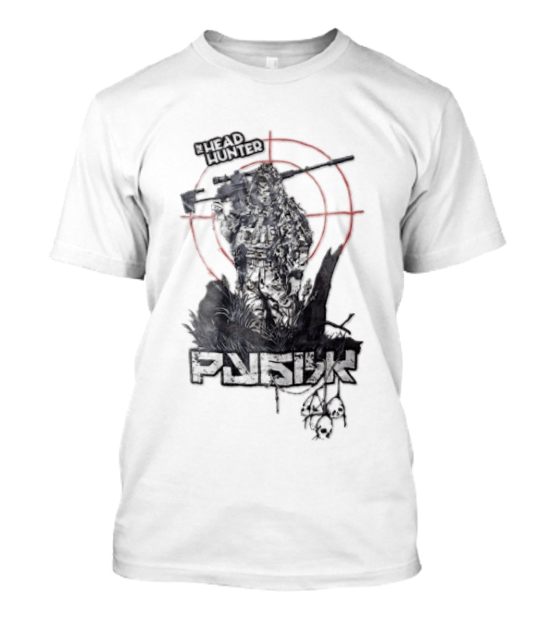 Punish Sniper Ghillie Suit Skulls Target Retro Hunter T-Shirt