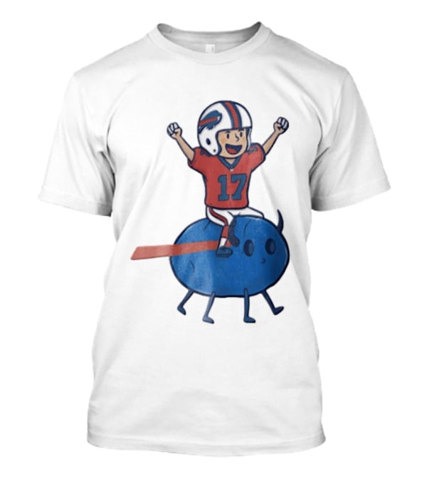Buffalo Bills Josh Allen 17 Cartoon Character Riding Blue Creature T-Shirt