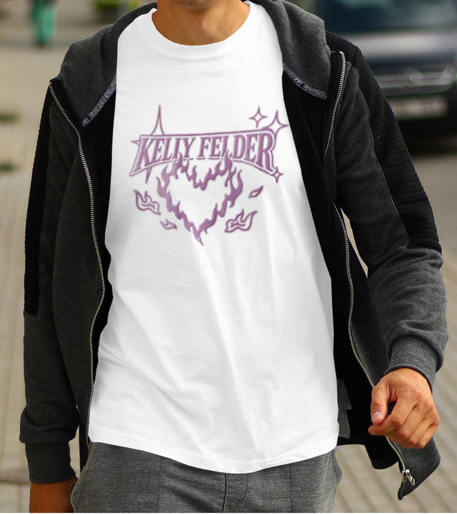 Kelly Felder Purple Flaming Heart Sparkle T-Shirt