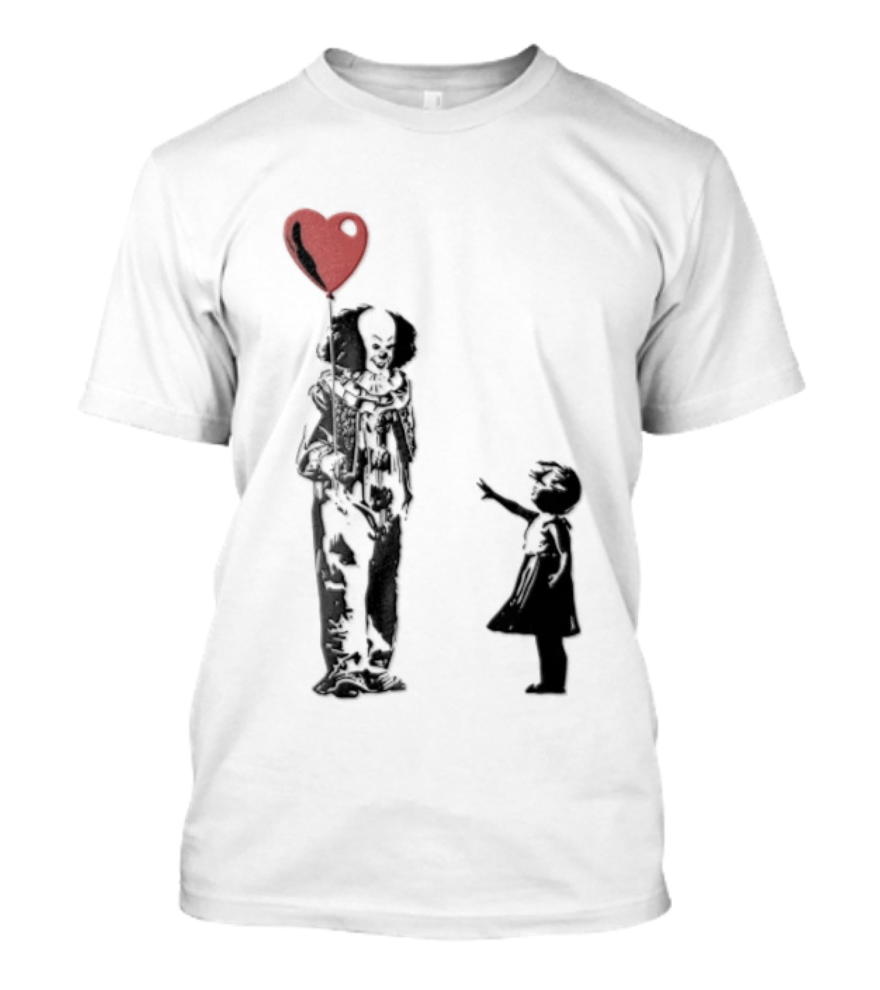 Pennywise Clown And Child With Red Heart Balloon T-Shirt