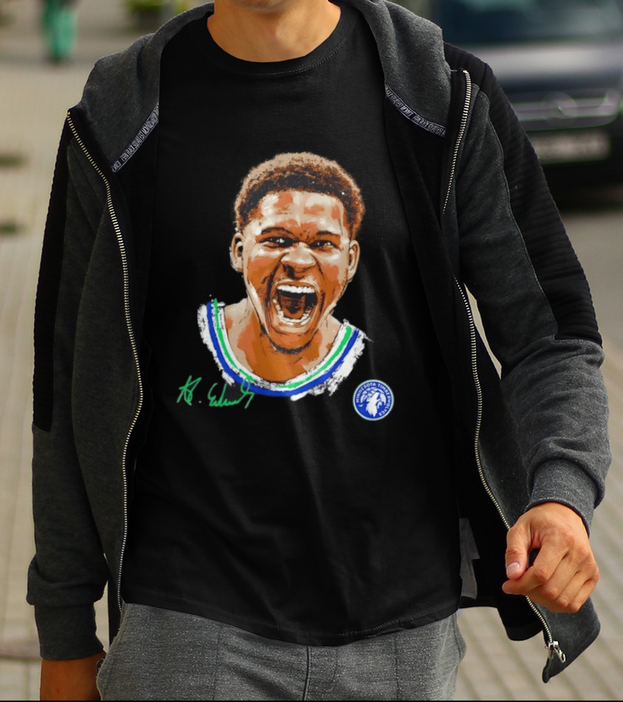 Anthony Edwards Minnesota Timberwolves Basketball Player Signature T-Shirt