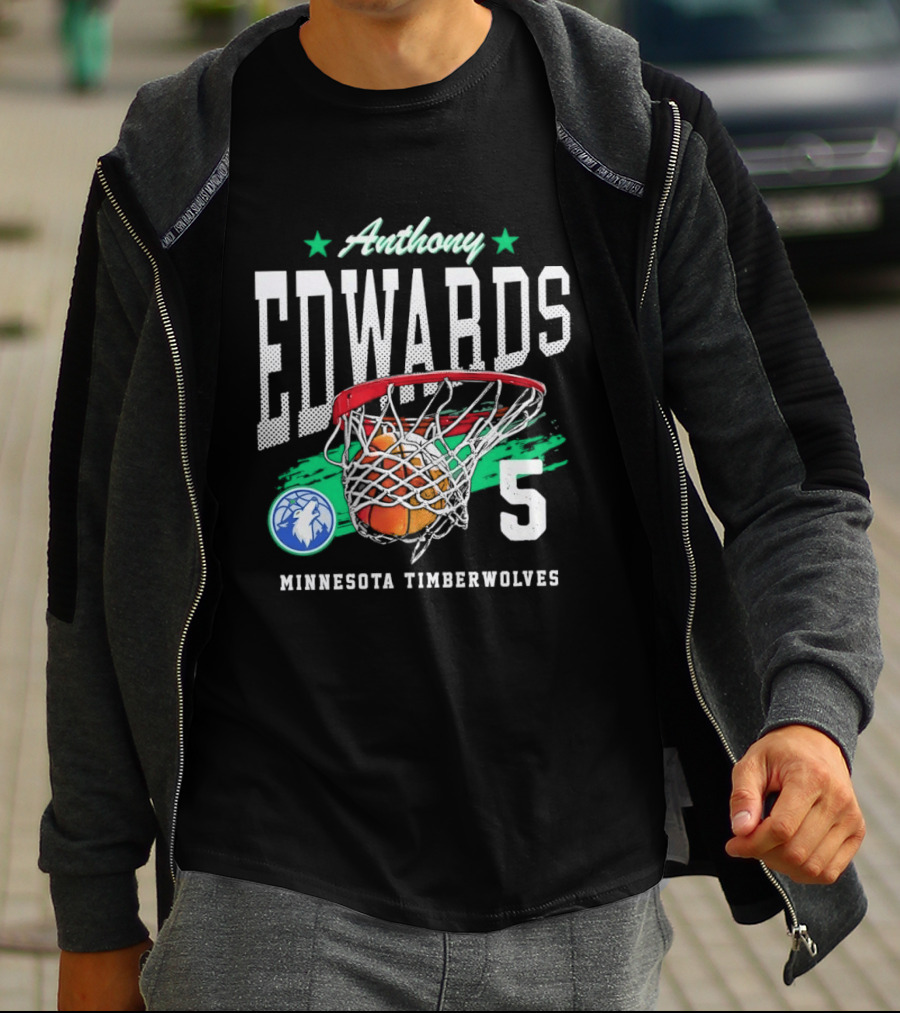 Anthony Edwards 5 Minnesota Timberwolves Basketball Net T-Shirt