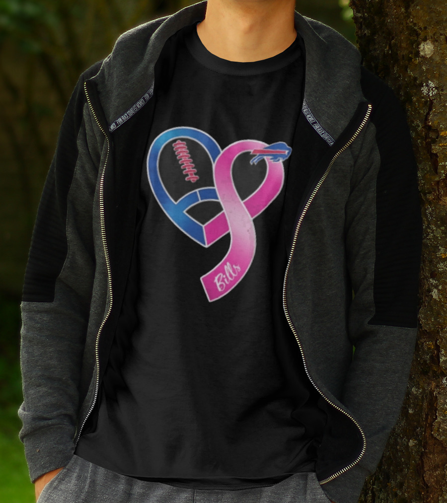 Buffalo Bills Heart Shaped Football Pink Ribbon T-Shirt