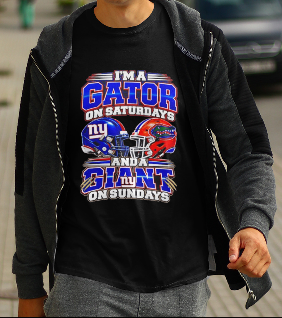 I'm A Gator On Saturdays And A Giant On Sundays NY Helmets T-Shirt