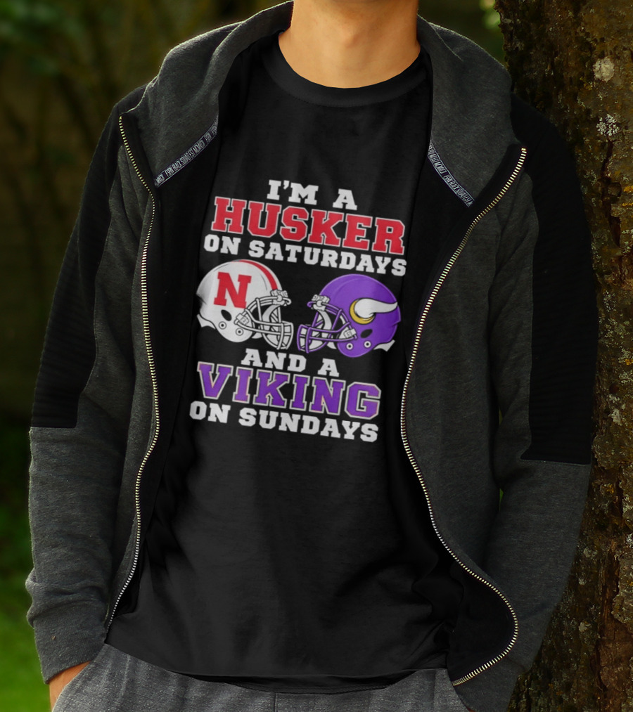 I'm A Husker On Saturdays And A Viking On Sundays Football Fan Gear T-Shirt