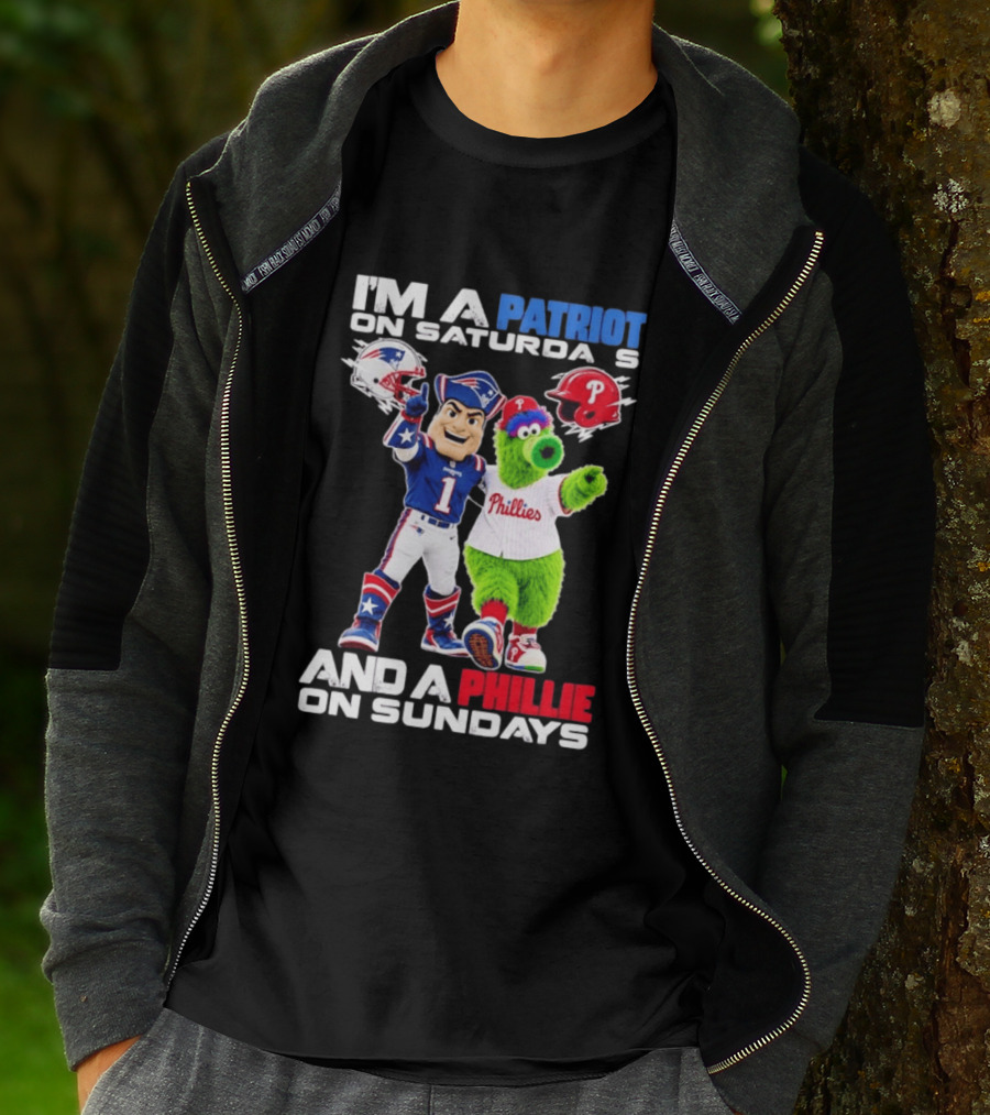 Patriot Saturdays Phillie Sundays Mascots Patriots Phillies T-Shirt