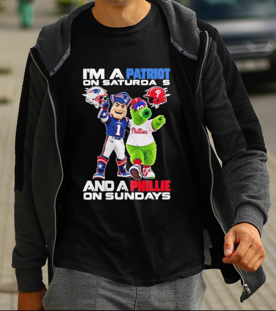 Patriot Saturdays Phillie Sundays Mascots Patriots Phillies T-Shirt