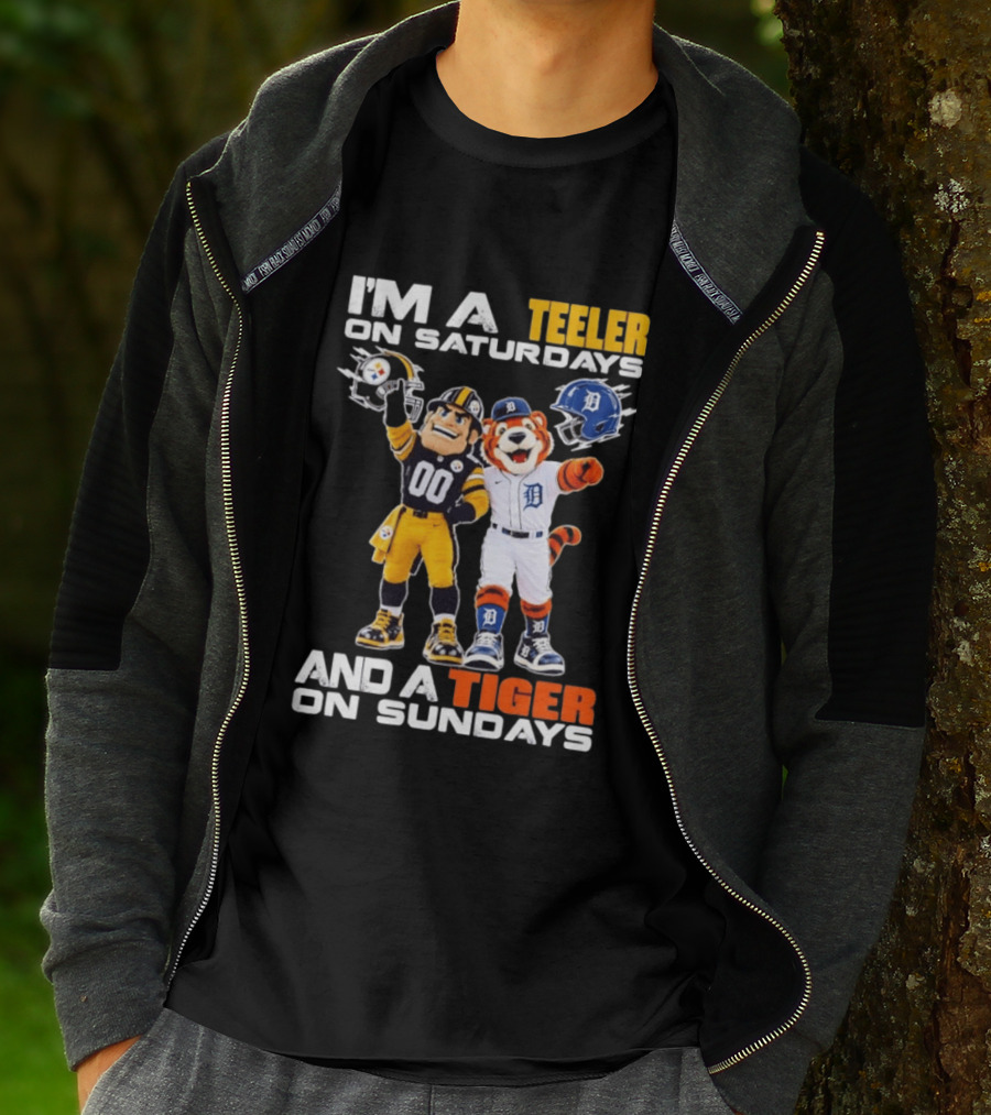 I'm A Steeler On Saturdays And A Tiger On Sundays Football And Baseball Mascots T-Shirt