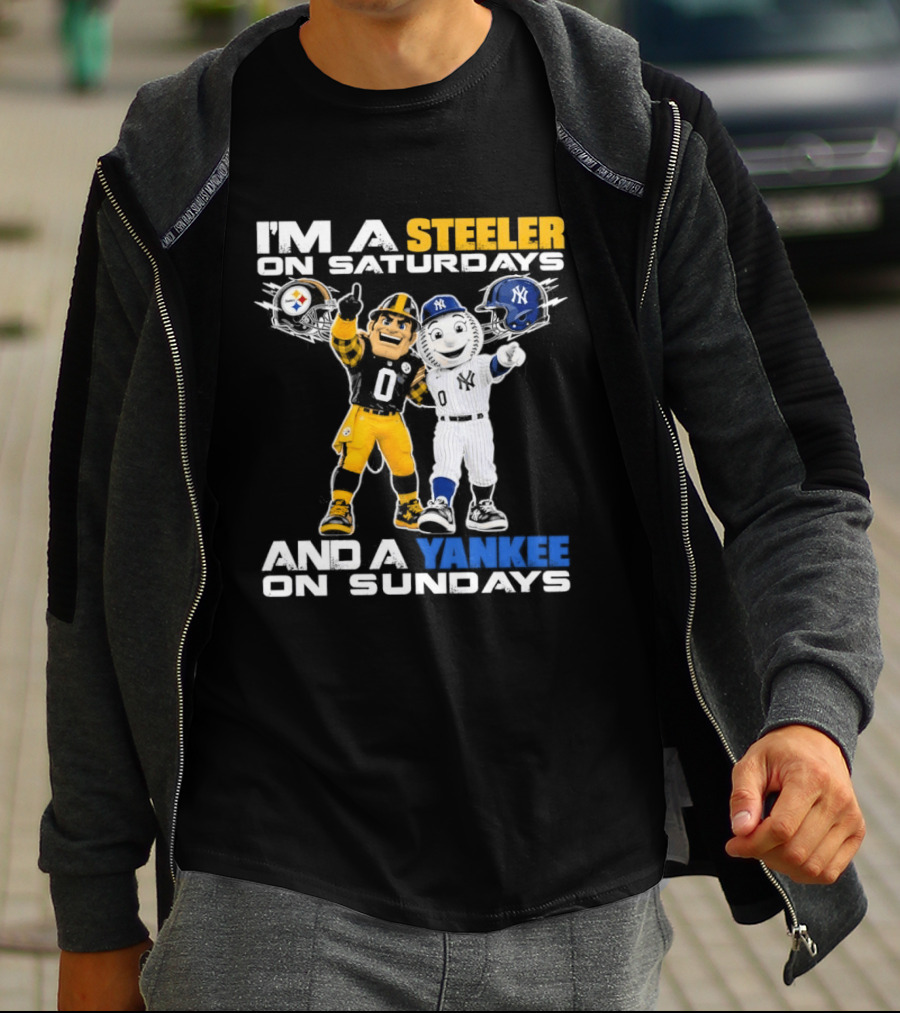 I'm A Steeler On Saturdays And A Yankee On Sundays Football Baseball Mascots T-Shirt