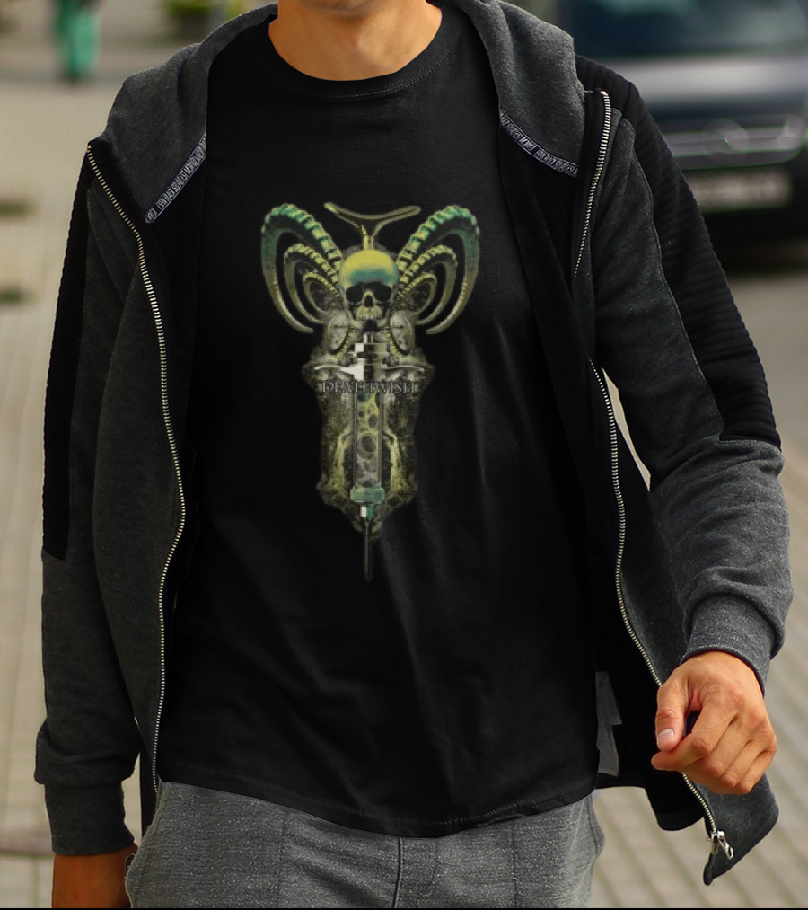 Despised Store Deathwish Skull Syringe With Horns T-Shirt