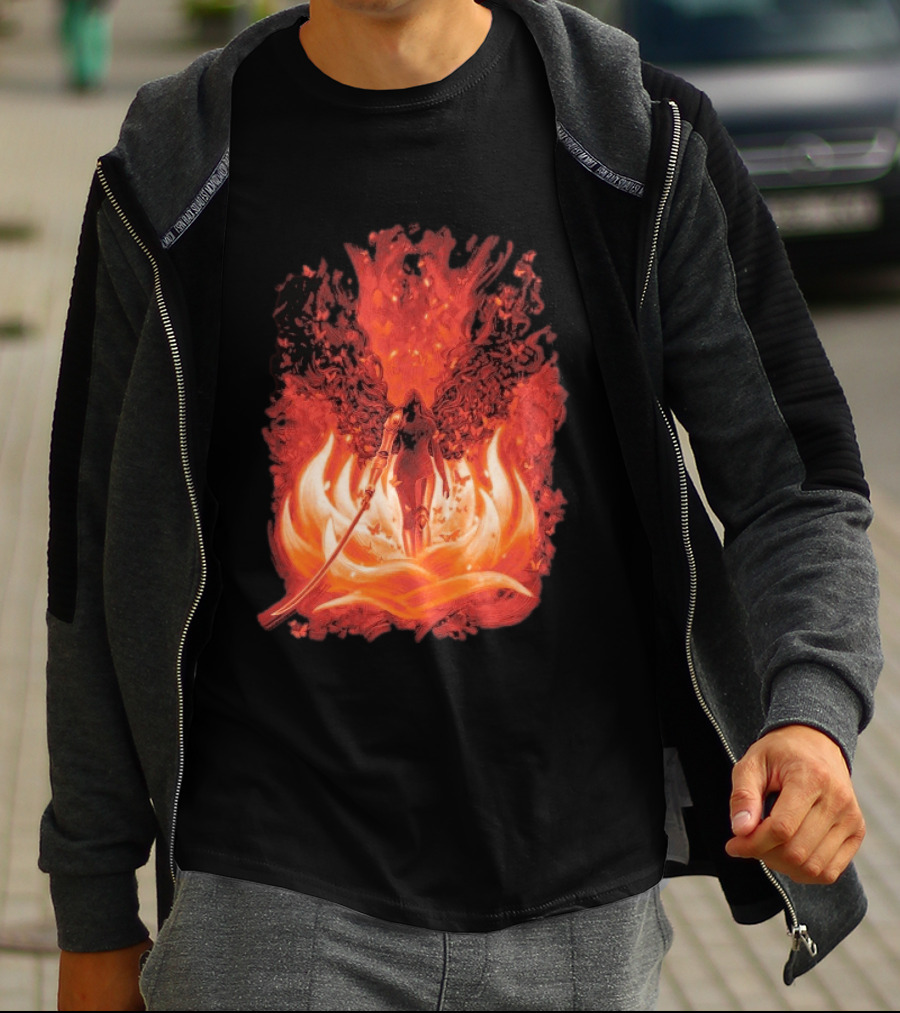 Elden Ring Scarlet Bloom Sword Woman Fiery Flower T-Shirt