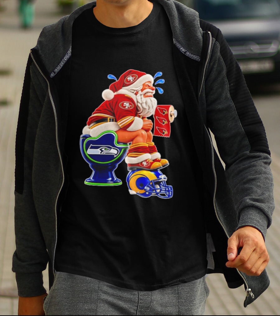 San Francisco 49ers Santa Claus Seahawks Toilet Cardinals Rams Humor T-Shirt