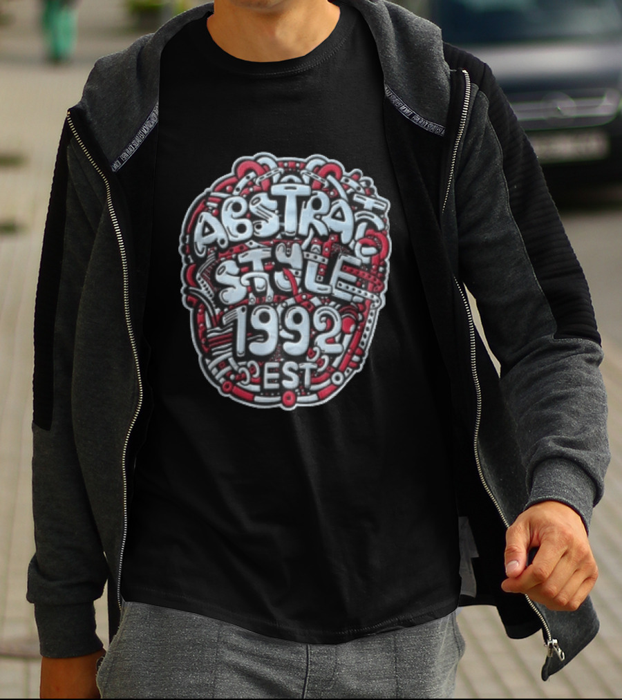 Abstract Style 1992 EST Graffiti Red White T-Shirt