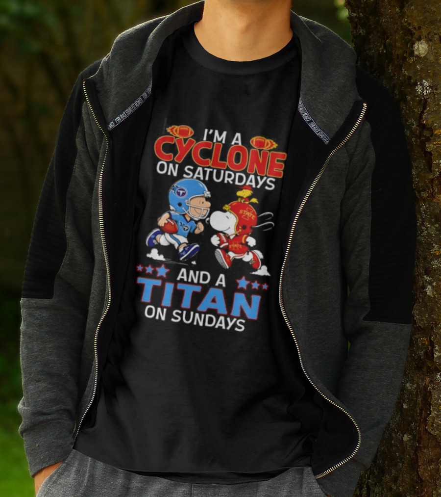Charlie Brown Cyclone Saturdays Snoopy Titan Sundays Football T-Shirt
