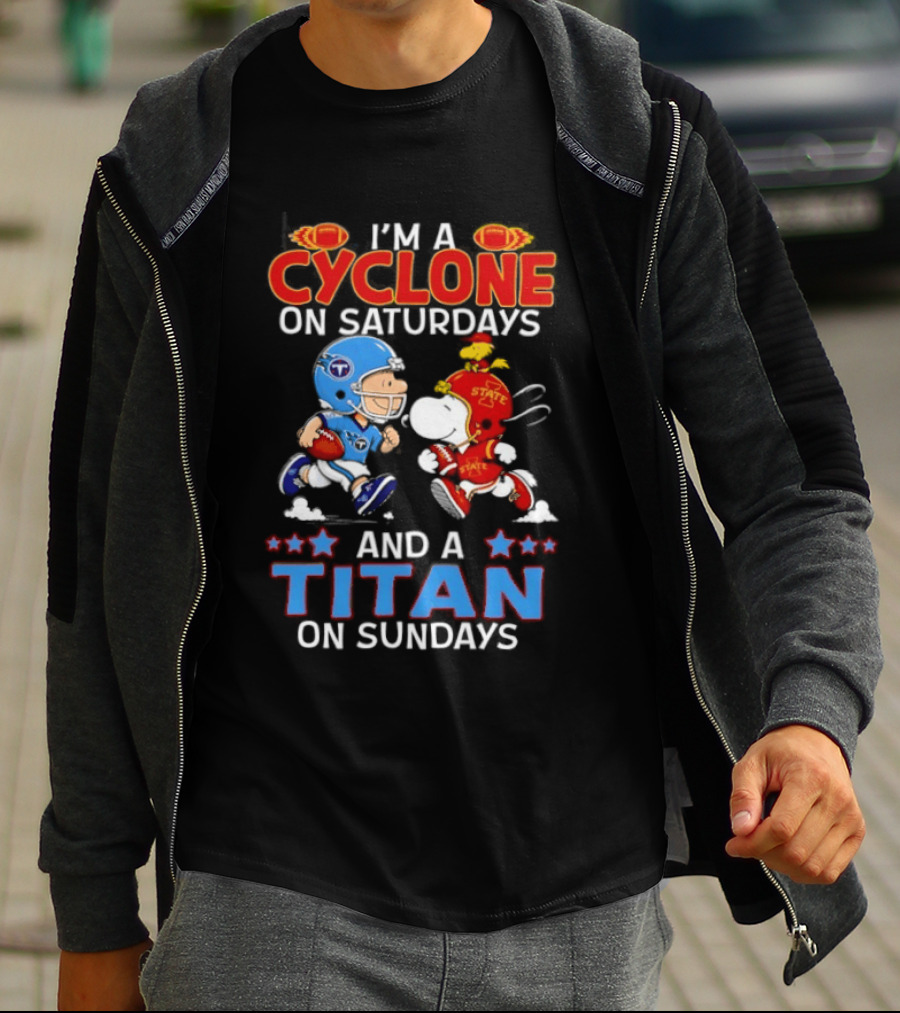 Charlie Brown Cyclone Saturdays Snoopy Titan Sundays Football T-Shirt