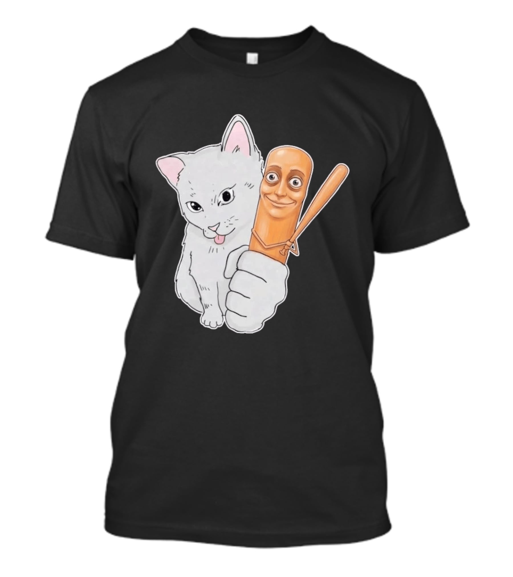Gray Cat With Smiling Baseball Bat T-Shirt