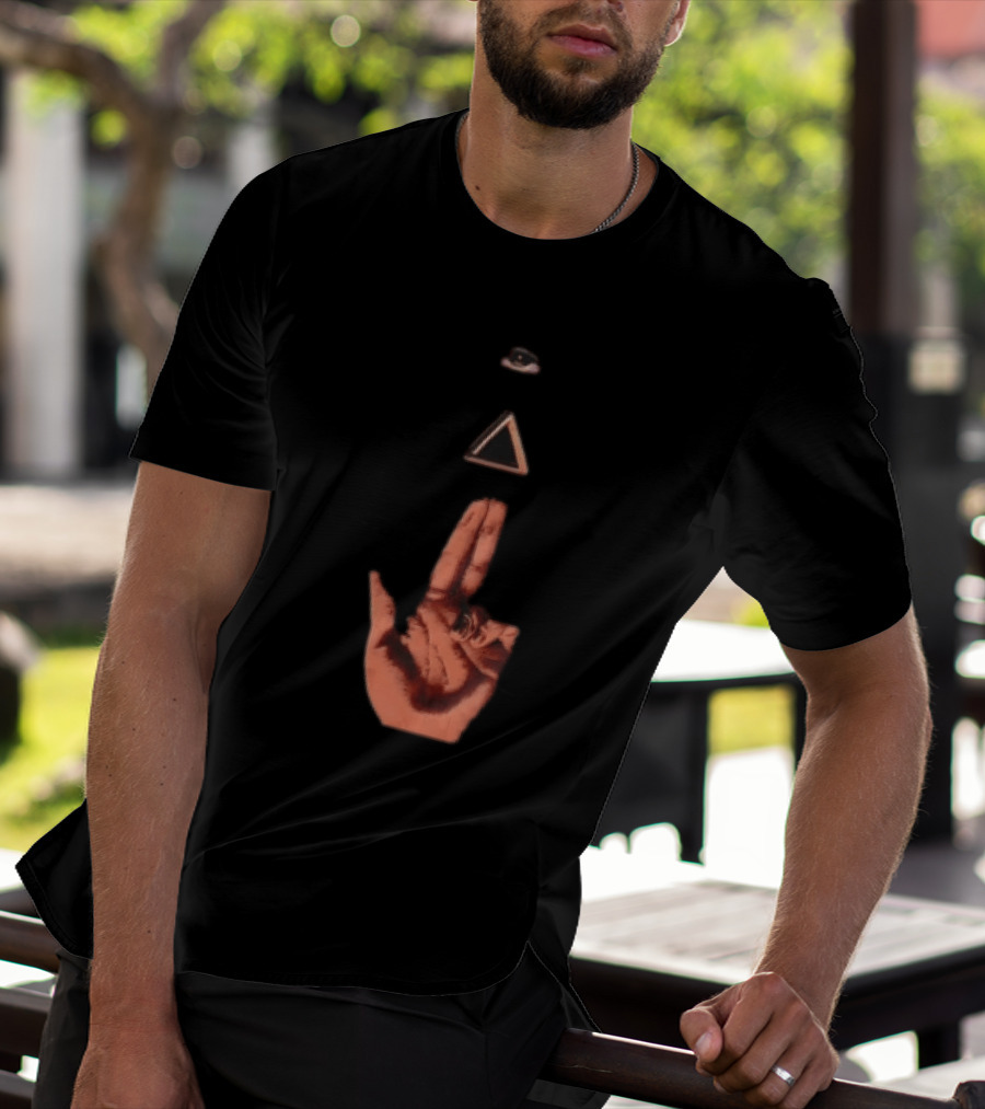Hand Making Gun Gesture With Pyramid Eye T-Shirt