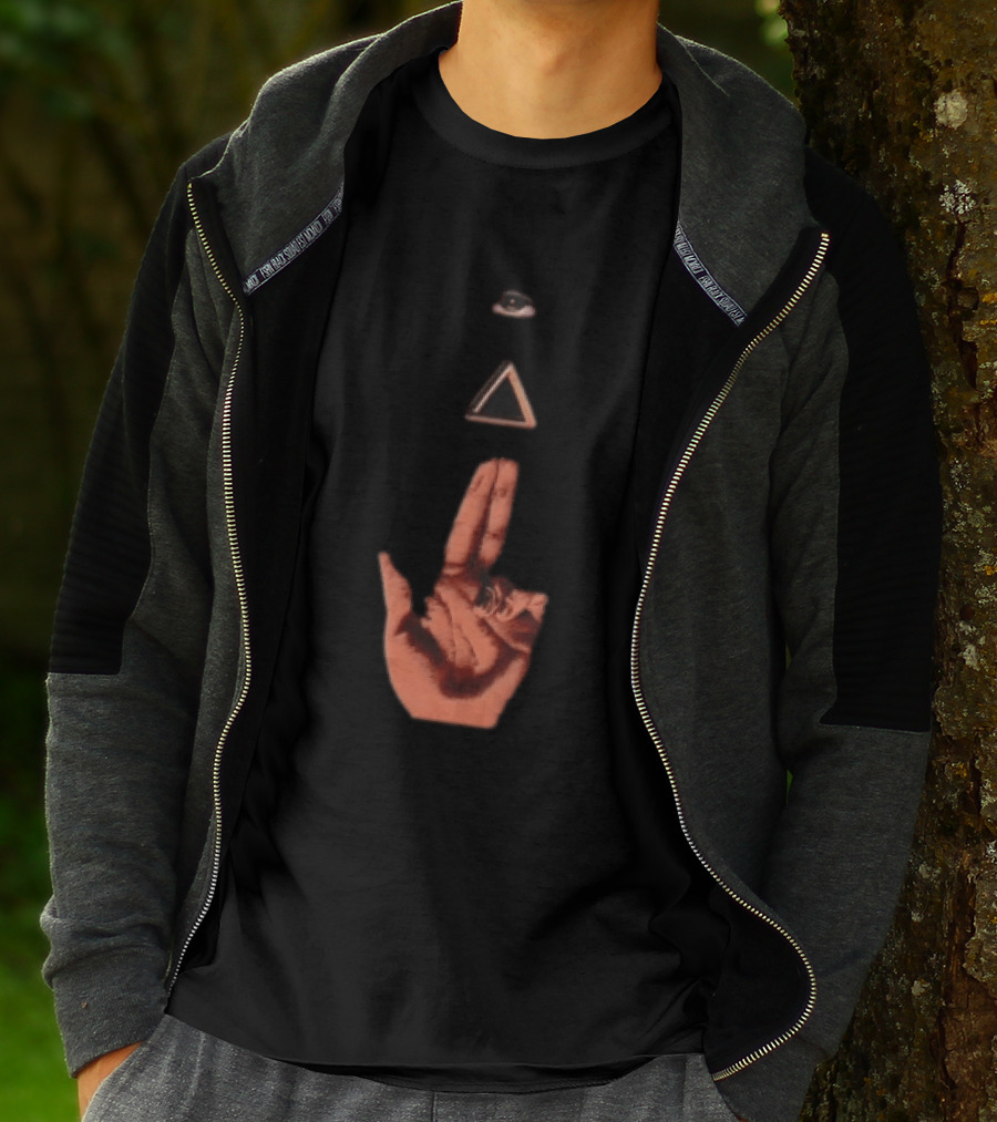 Hand Making Gun Gesture With Pyramid Eye T-Shirt