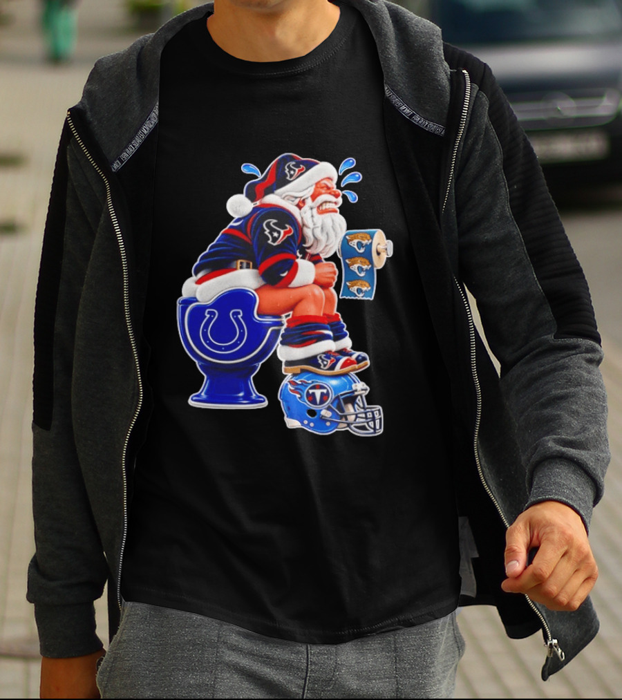 Houston Texans Santa Claus Indianapolis Colts Toilet Jacksonville Jaguars Paper T-Shirt