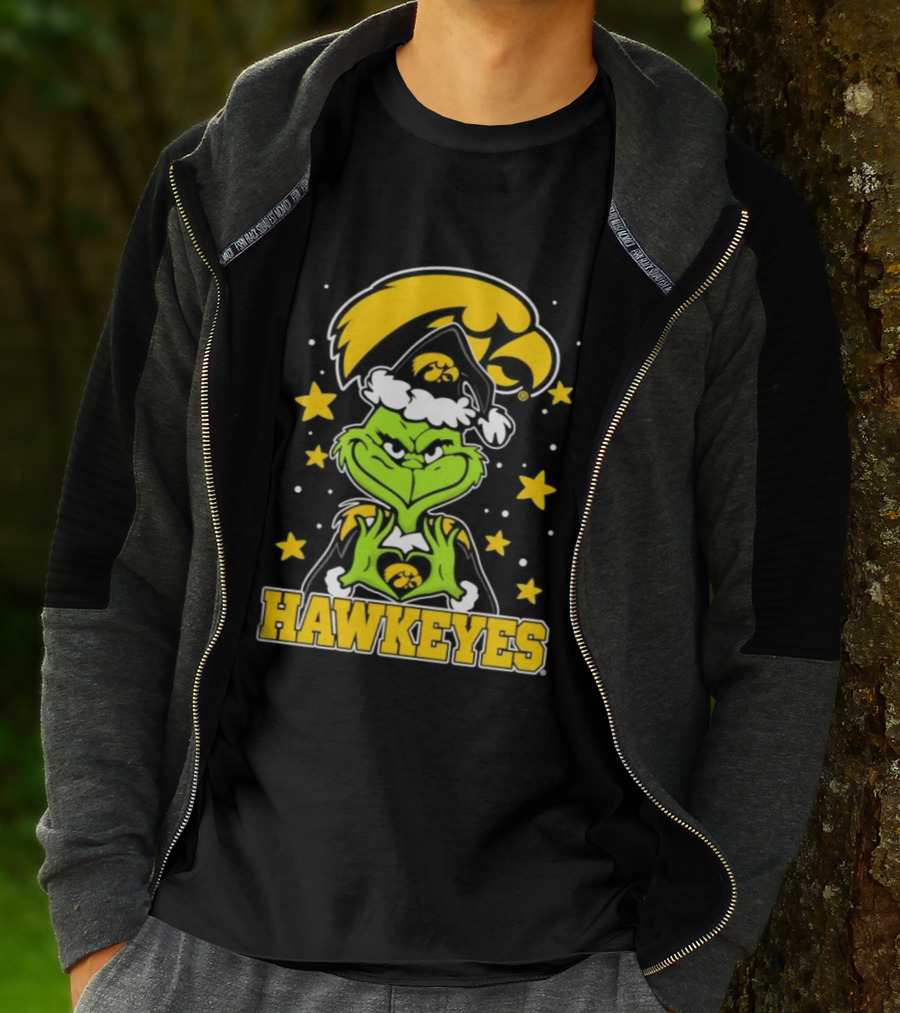 Iowa Hawkeyes Grinch Christmas NCAA Fan Gear T-Shirt