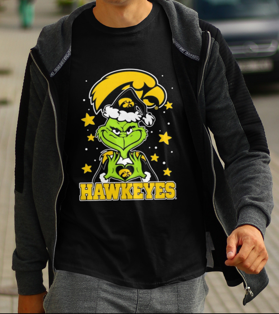 Iowa Hawkeyes Grinch Christmas NCAA Fan Gear T-Shirt