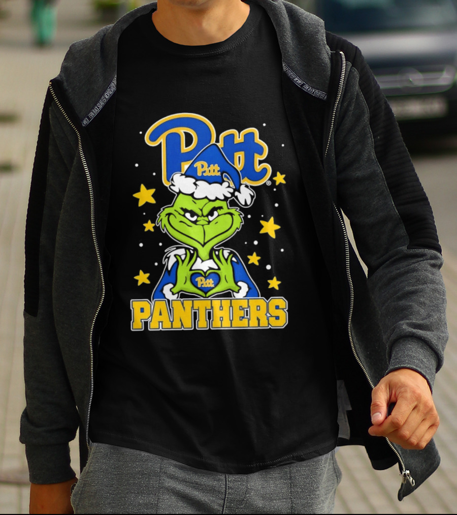 Pitt Panthers The Grinch Heart Hands University Of Pittsburgh T-Shirt