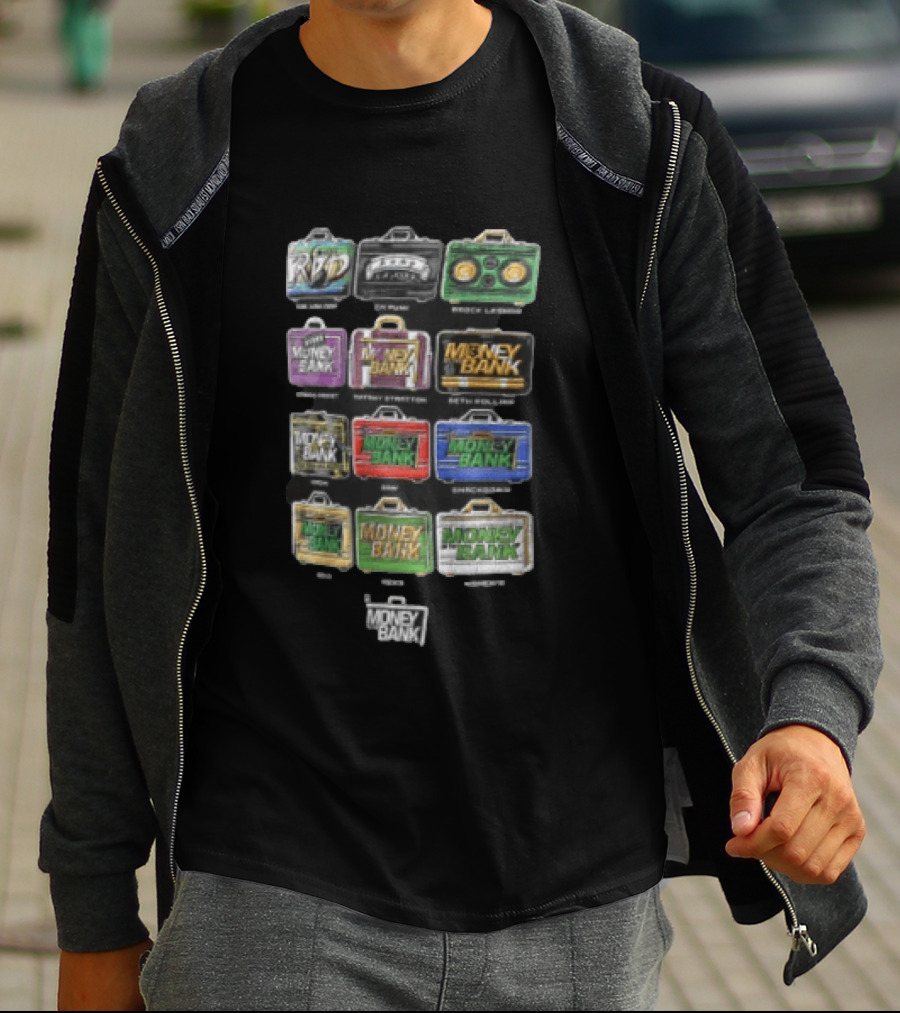 WWE Rob Van Dam CM Punk Brock Lesnar Money In The Bank Briefcases Collection T-Shirt