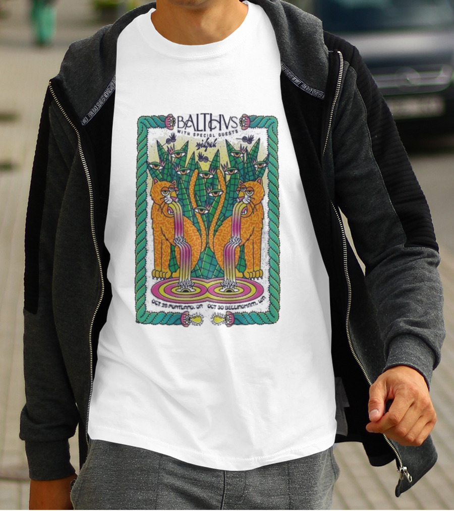 Balthvs With Special Guests Midpak October 29 Portland October 30 Bellingham Psychedelic Eye Design With Tigers And Abstract T-Shirt