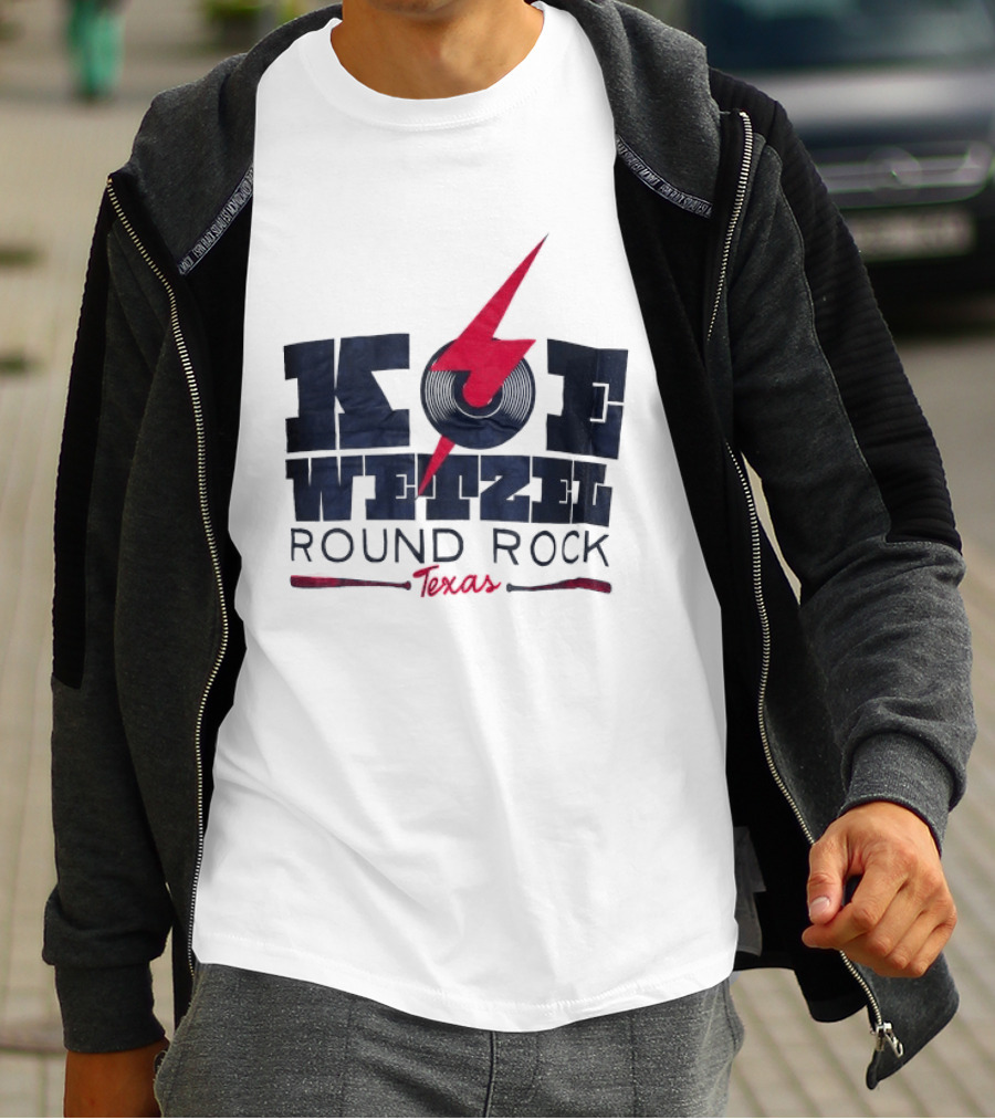 Koe Wetzel Round Rock Texas Red Lightning Bolt And Record T-Shirt