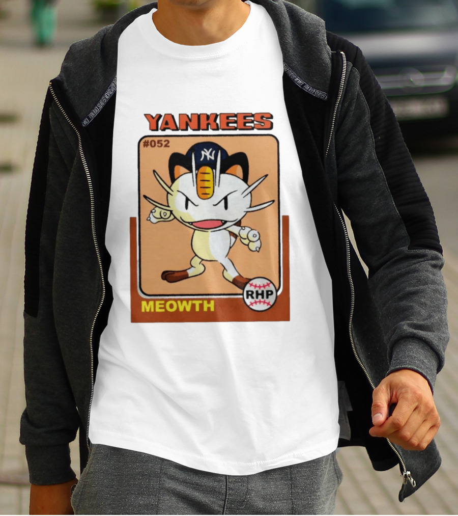 Yankees Meowth #052 RHP Baseball Card T-Shirt