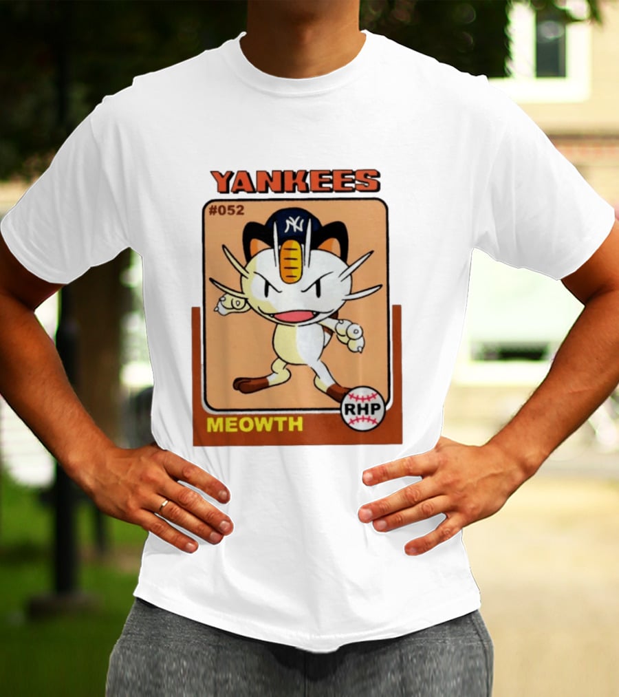 Yankees Meowth #052 RHP Baseball Card T-Shirt