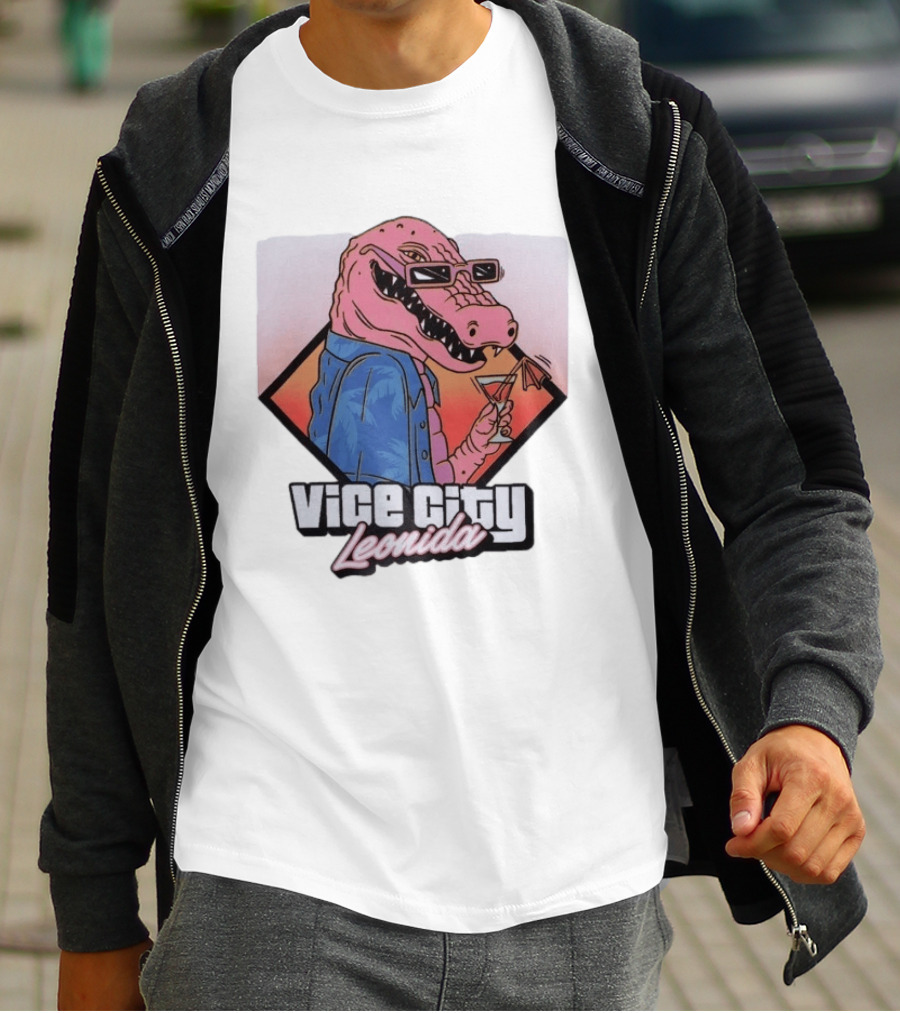 Grand Theft Auto Vice City Leonida Gator With Cocktail Rockstar Games VI T-Shirt