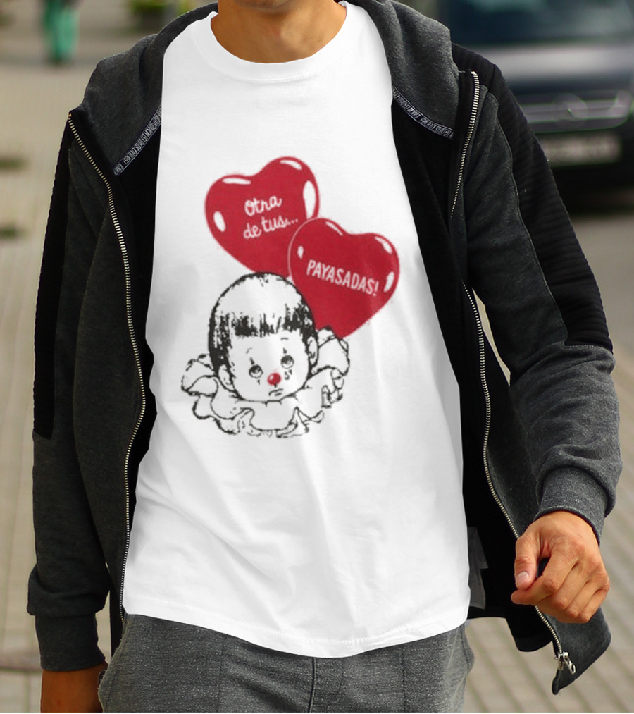 Willy Chavarria Payasadas Red Heart Balloons And Child Clown T-Shirt