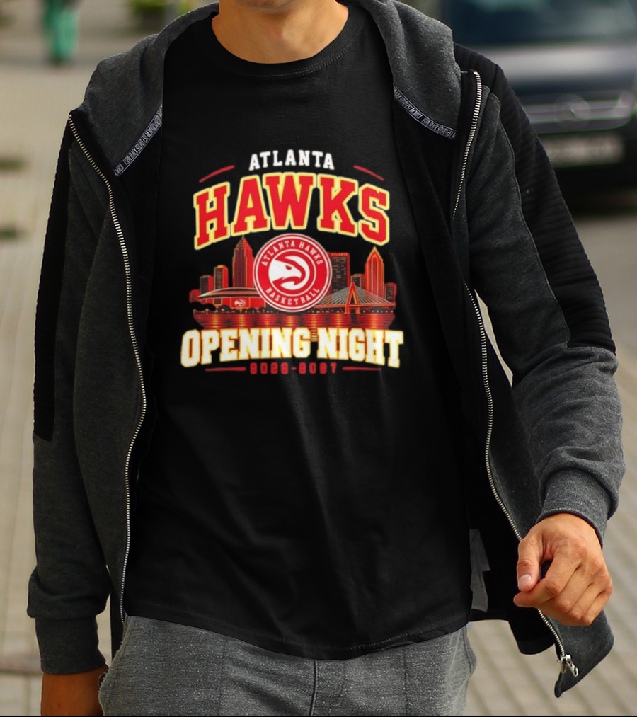 Atlanta Hawks Opening Night 2026 2027 Skyline Basketball T-Shirt