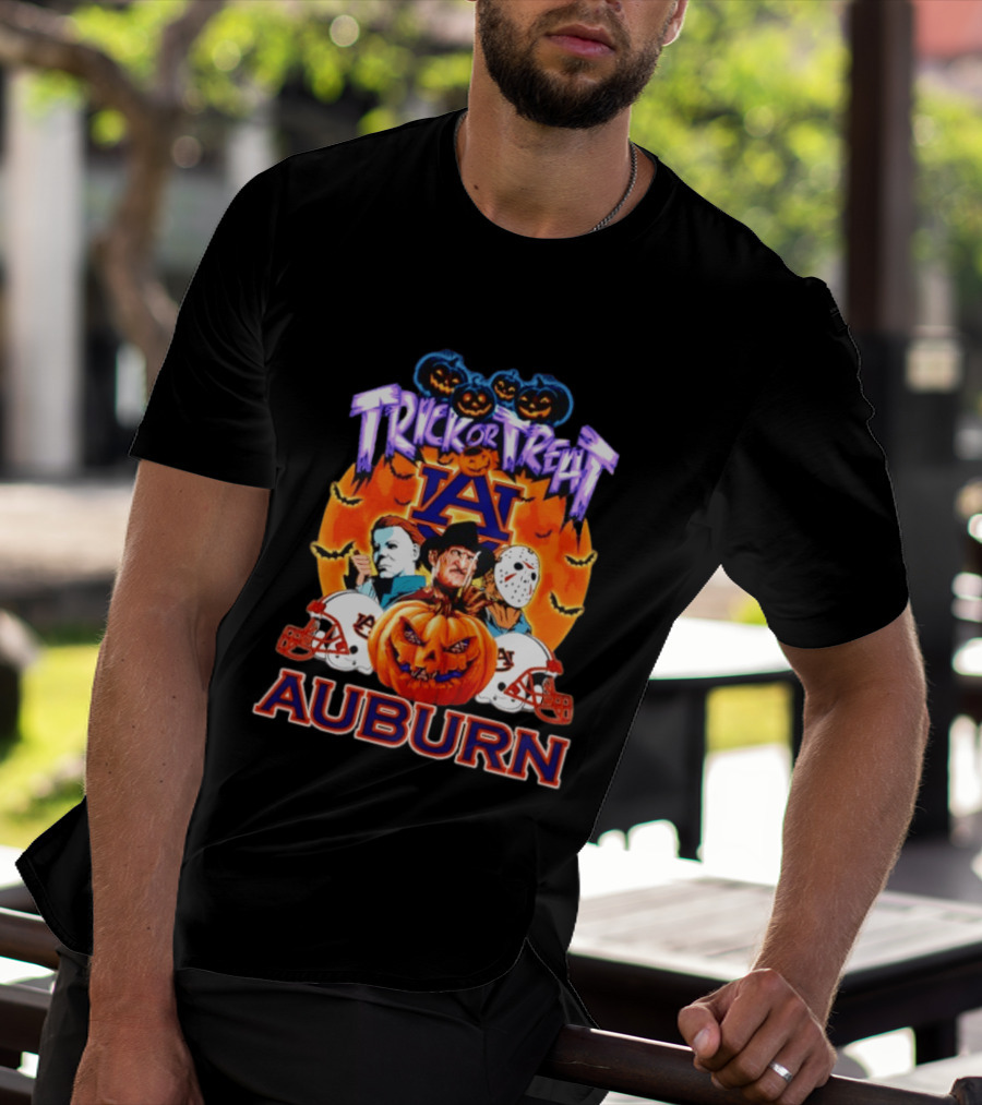 Auburn Tigers Halloween Trick Or Treat Horror Characters 2026 T-Shirt