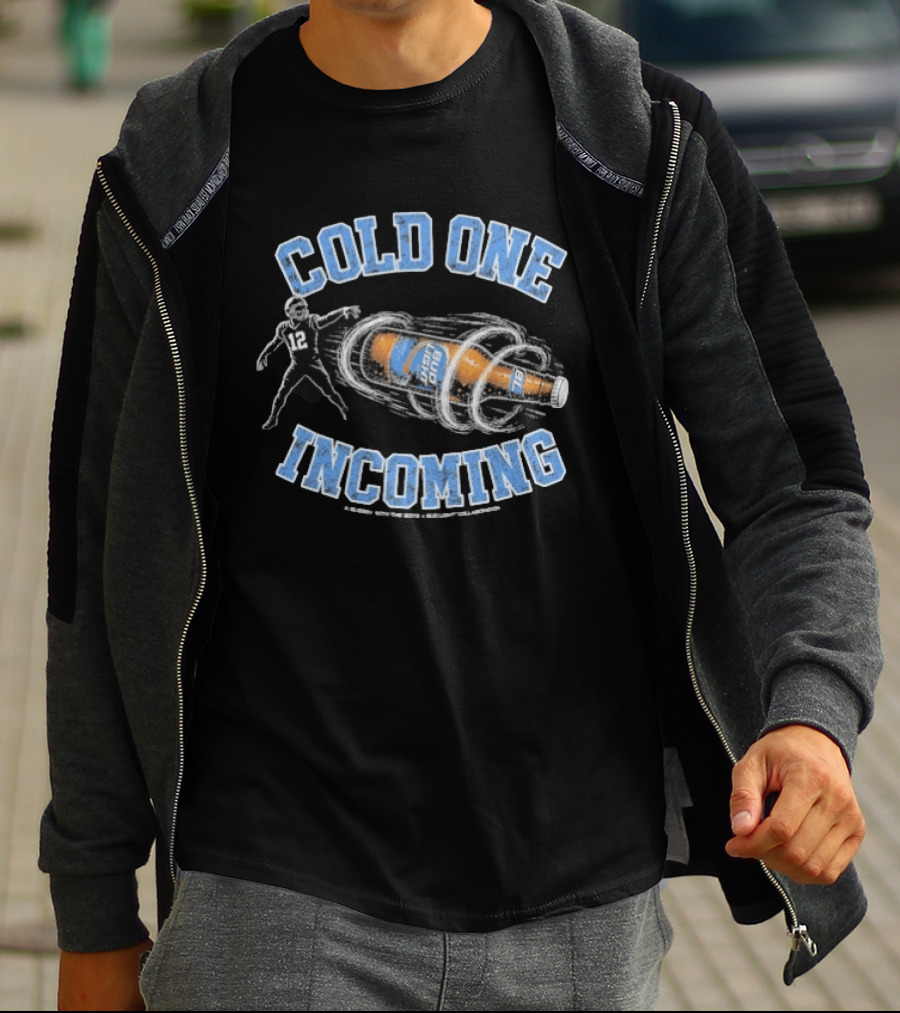 Bussin' With The Boys Bud Light Cold One Incoming Football Player Holding Beer T-Shirt