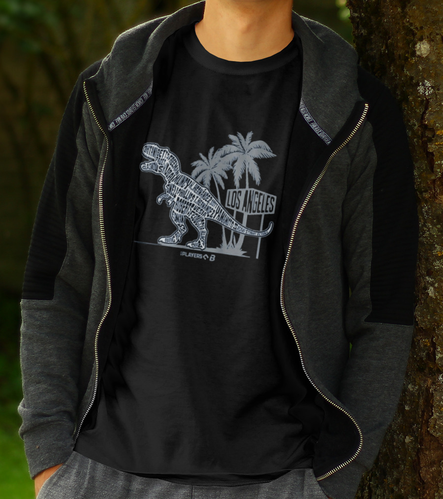 Players Los Angeles Dinosaurs Baseball Palm Trees T-Shirt