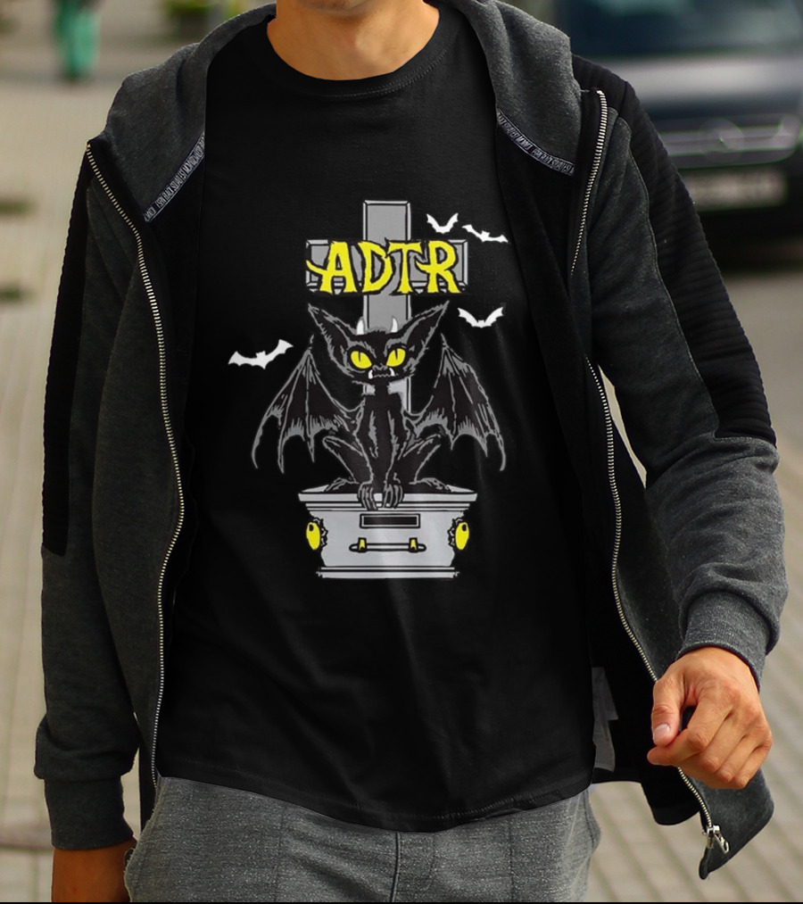 ADTR Halloween 2026 Dead And Buried Gargoyle With Bats T-Shirt