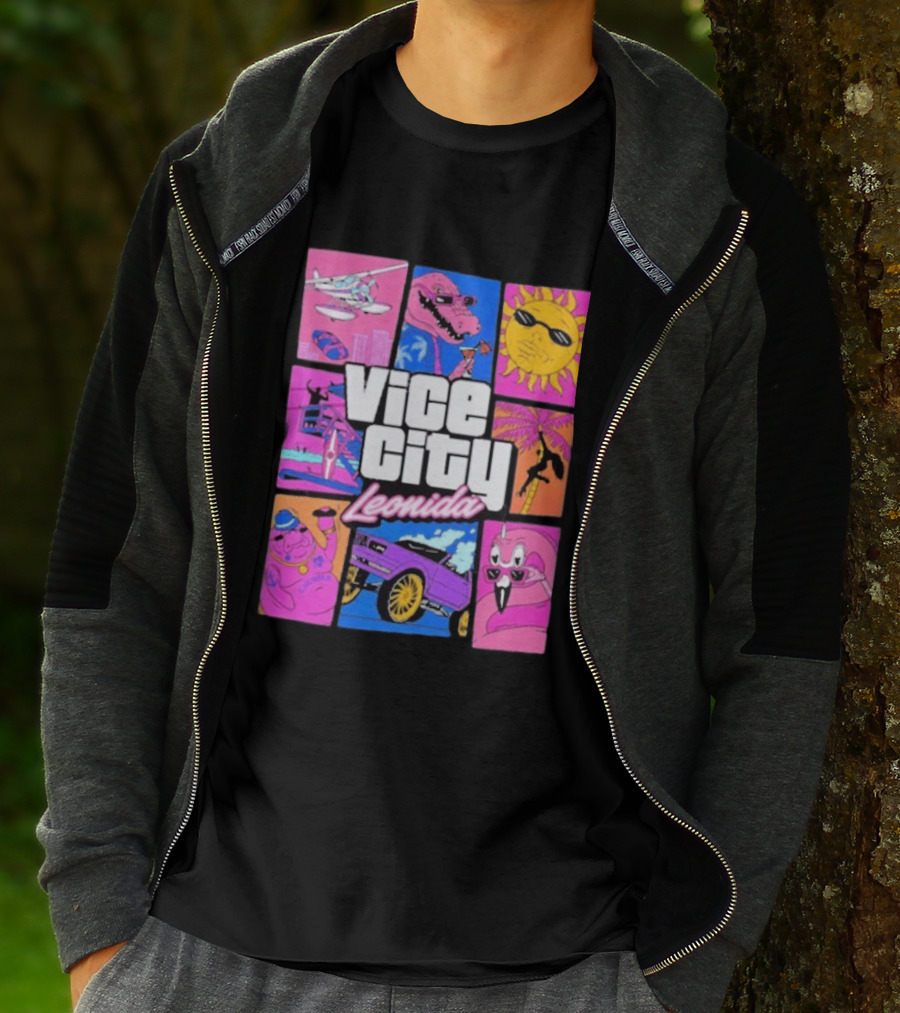 Vice City Leonida Sun Shades Crocodile Pink Car T-Shirt
