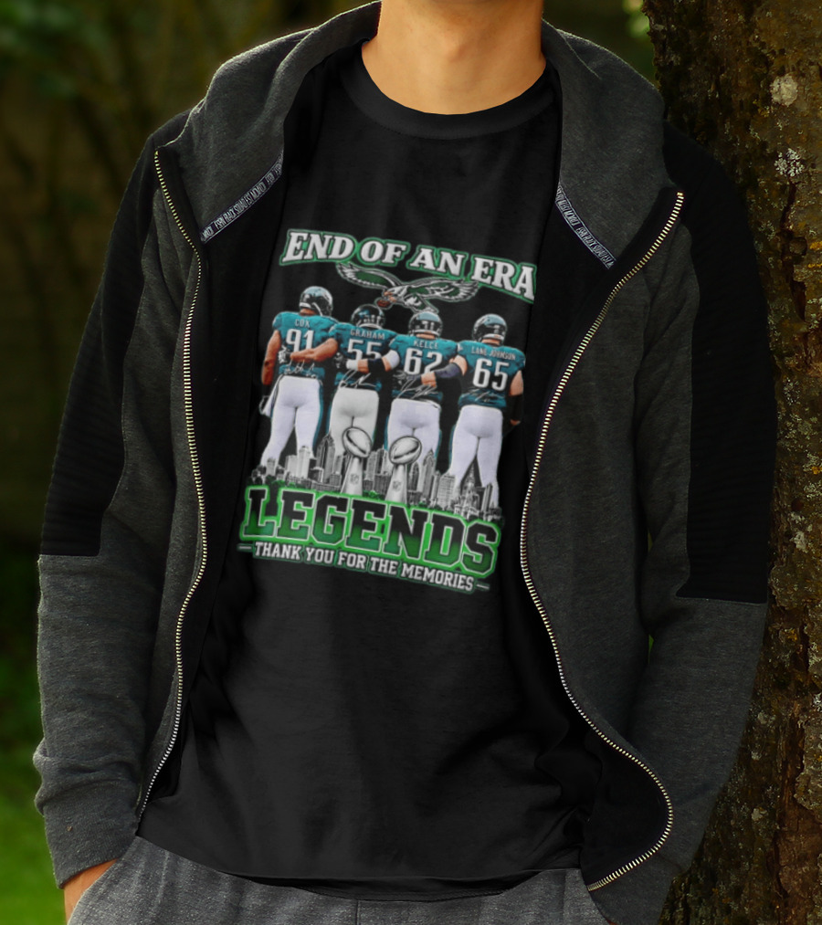 Philadelphia Eagles End Of An Era Legends Cox Graham Kelce Lane Johnson Thank You For The Memories T-Shirt