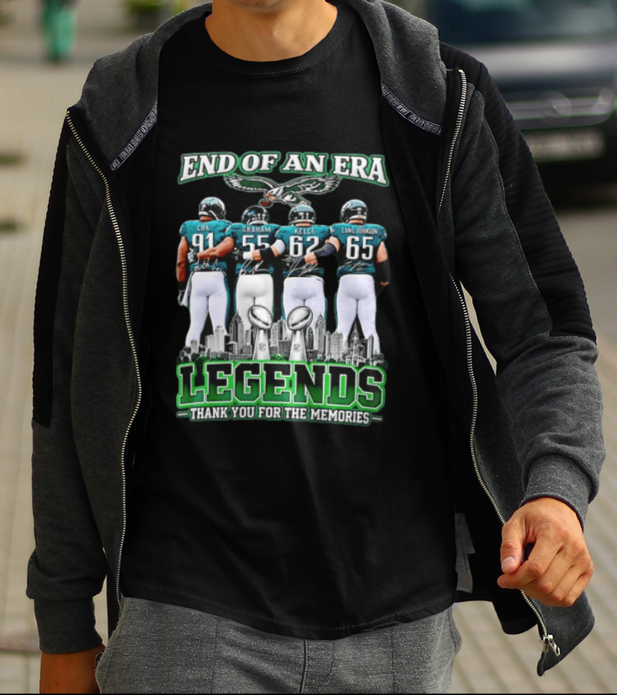 Philadelphia Eagles End Of An Era Legends Cox Graham Kelce Lane Johnson Thank You For The Memories T-Shirt