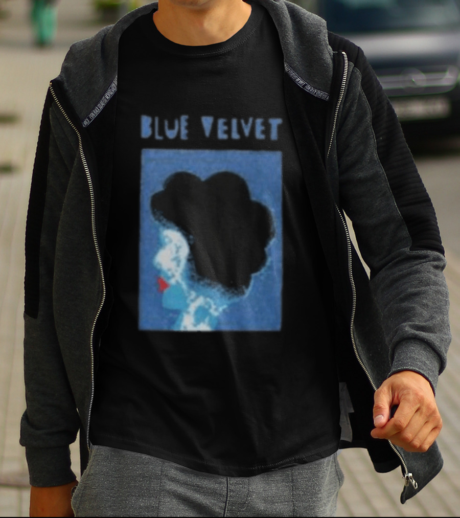Blue Velvet Afro Silhouette Red Lips T-Shirt