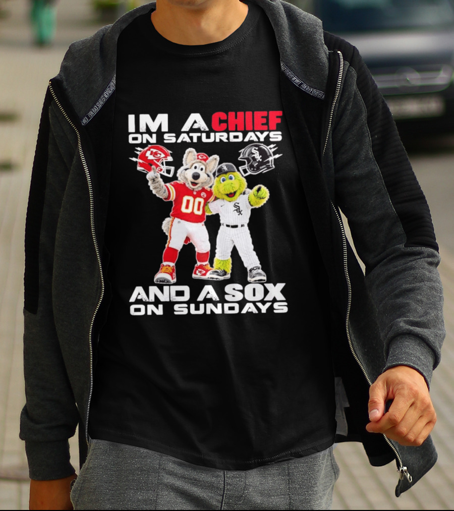 I'm A Chief On Saturdays And A Sox On Sundays Kansas City Chicago Mascots T-Shirt