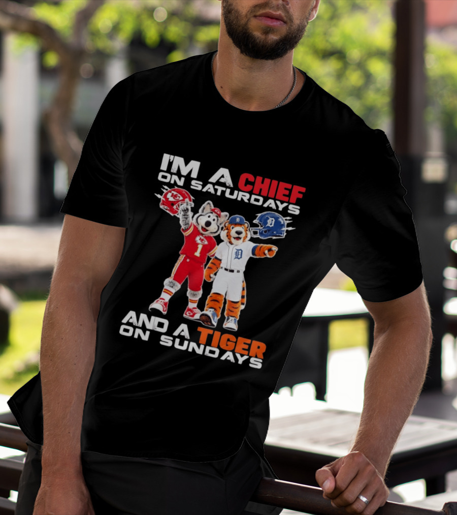 I'm A Chief On Saturdays And A Tiger On Sundays Sports Mascot Helmets T-Shirt