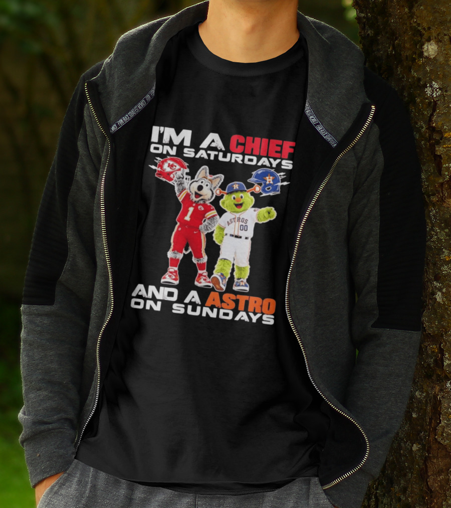 I'm A Chief On Saturdays And An Astro On Sundays NFL MLB Mascots T-Shirt