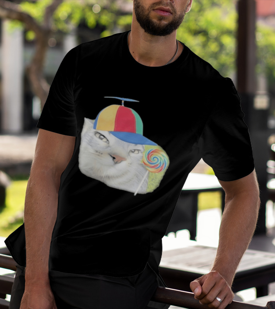 Silly Kitty Cat Candy Rainbow Cap Lollipop T-Shirt