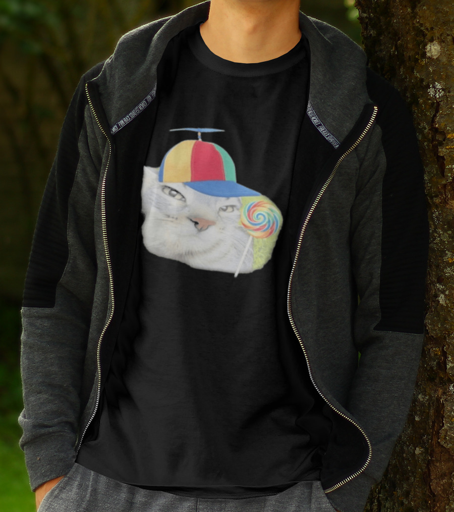 Silly Kitty Cat Candy Rainbow Cap Lollipop T-Shirt