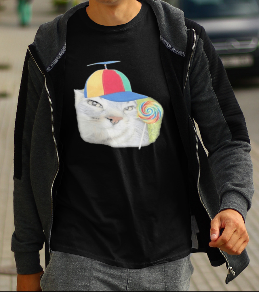 Silly Kitty Cat Candy Rainbow Cap Lollipop T-Shirt