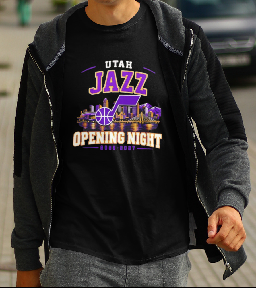 Utah Jazz NBA Opening Night 2026 2027 Skyline T-Shirt